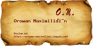 Orowan Maximilián névjegykártya